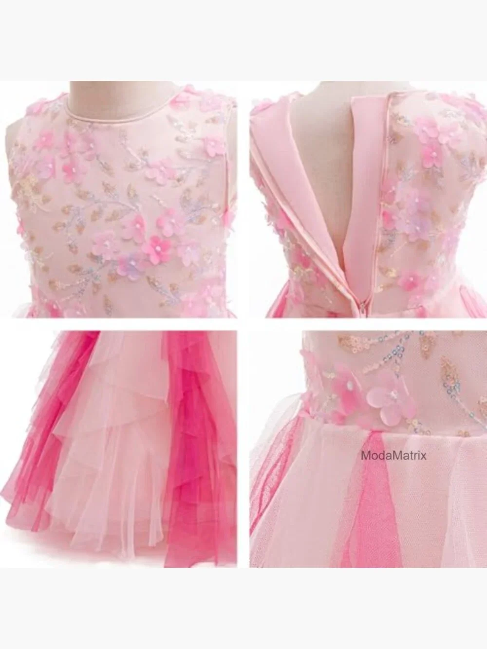 Flower Girl Dress Princess Pageant Tulle Gown Formal Occasion Sleeveless - Picture 5 of 7